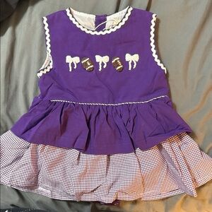 Purple Kids Bubble with French Knot Football Design